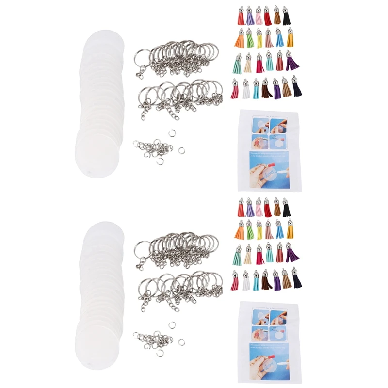 

Набор из 2 акриловых заготовок для брелоков, прозрачные круглые акриловые круги, Разноцветные Подвески с кисточками