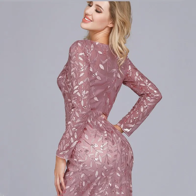 Женское вечернее платье с блестками Beauty Emily плиссированное Русалка круглым