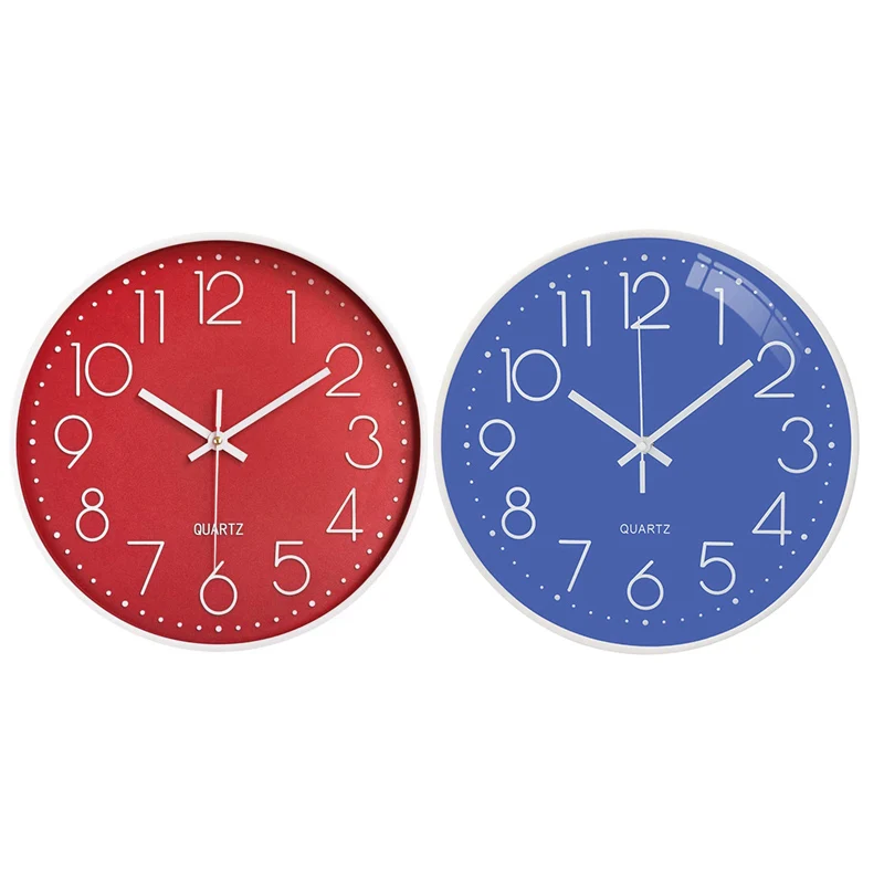 

12Inch Modern Wall Clock Battery Powered Silent Non Ticking Quartz Clock Easy To Read Digital Wall Clocks