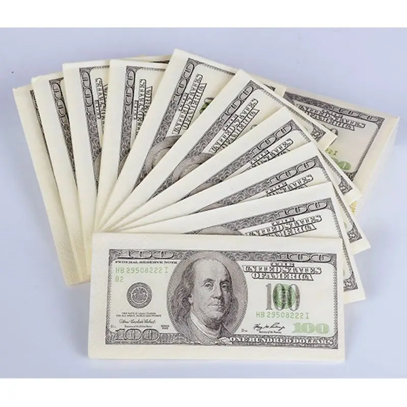 10 упаковок креативная бумажная салфетка 100 долларов сырой древесной целлюлозы
