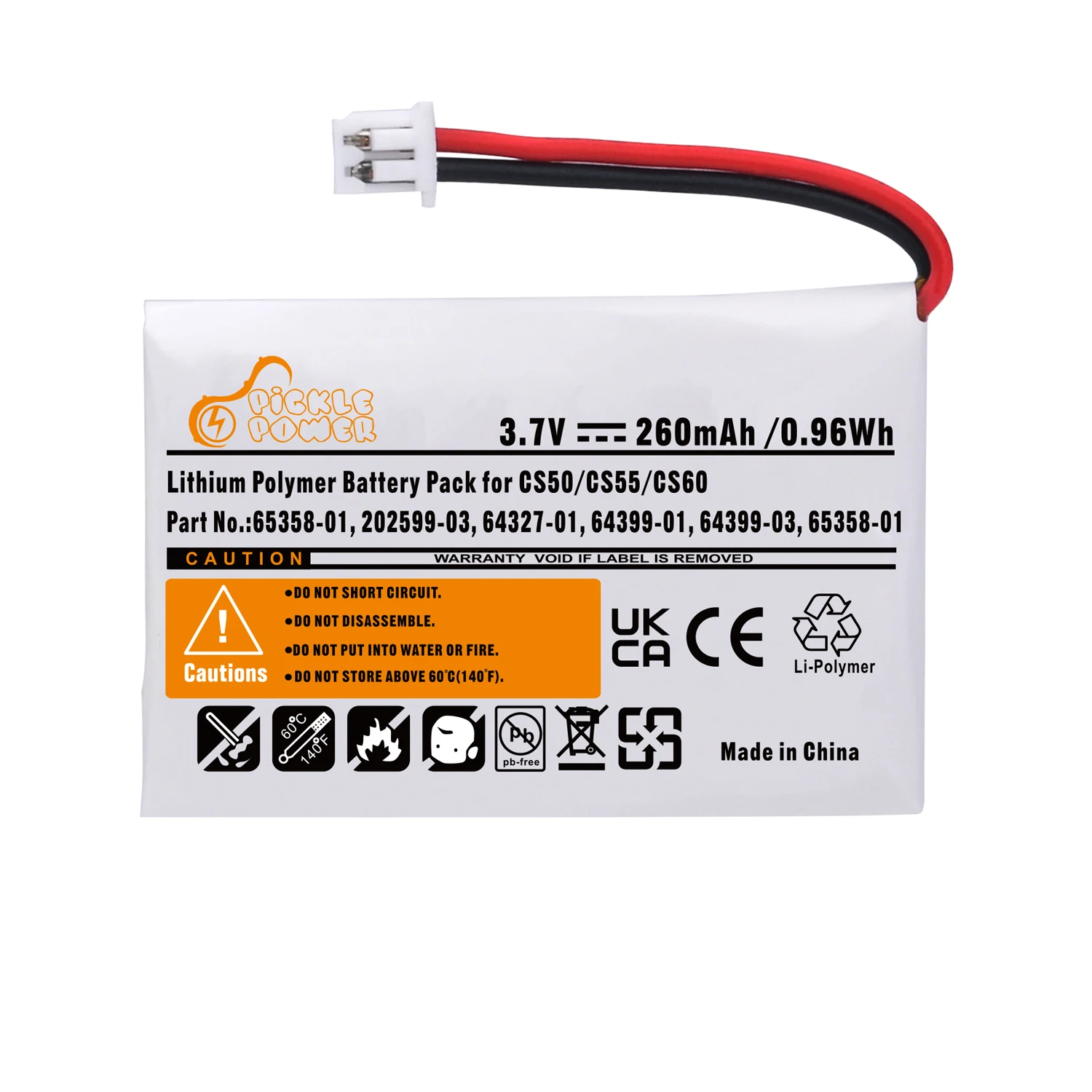 

65358-01 Repalcement Battery for Plantronics CS50 CS55 CS60 202599-03 64327-01 64399-01 64399-03