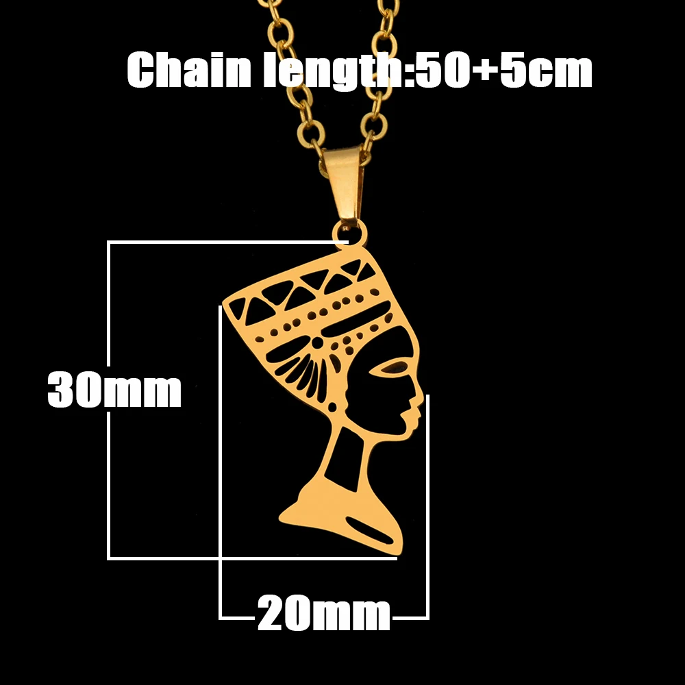Stainless Steel Chain Necklace Gold Silver Color Queen of Ancient Egypt Pendant For Women Men Fashion Jewelry Gift | Украшения и