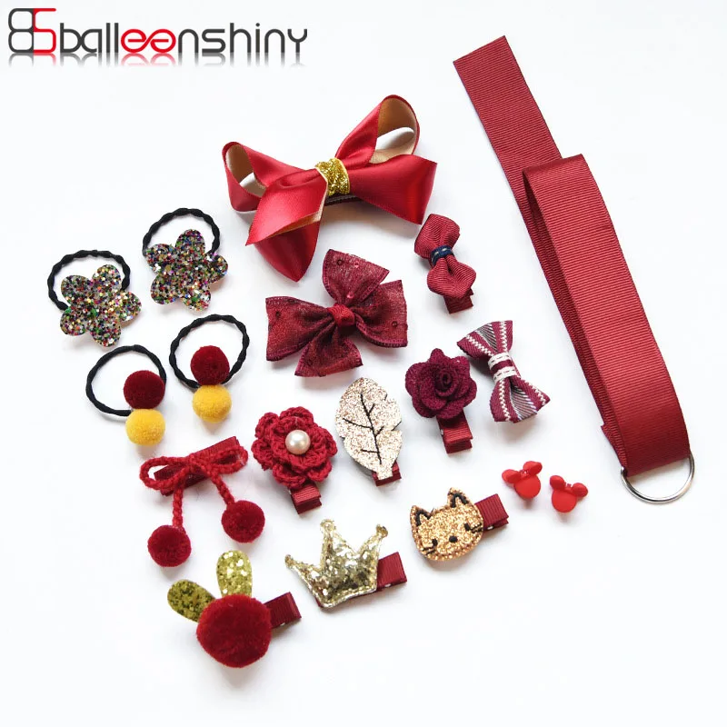 Balleenshiny, 17 шт., корейский детский головной убор, заколки-клипсы для волос, тканевая детская веревка для волос, заколка для волос, милая цена, заколки для волос для девочек