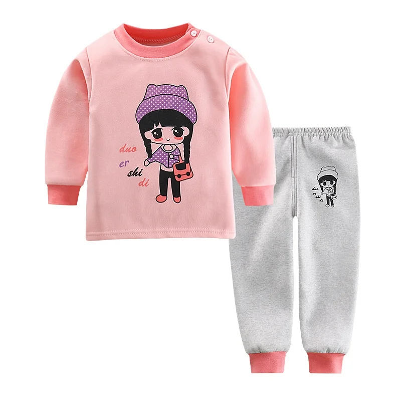Style 28 Новые детские пижамные комплекты для мальчиков; футболка с длинными рукавами и круглым вырезом и принтом с героями мультфильмов; топы и штаны; осенне-зимняя одежда для сна для маленьких девочек - Цвет: Style 28