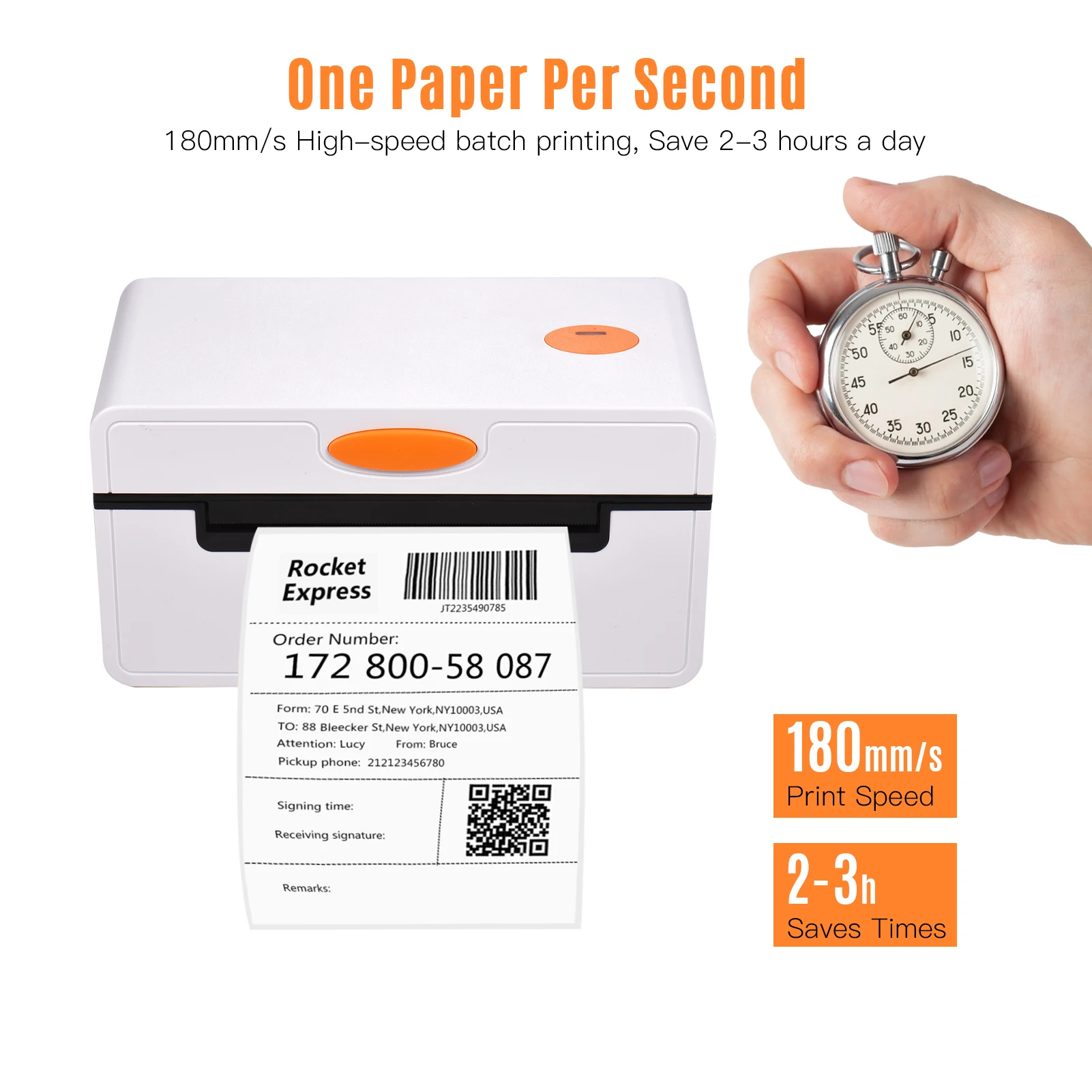 Настольный термальный принтер для печати этикеток с держателем 4x6