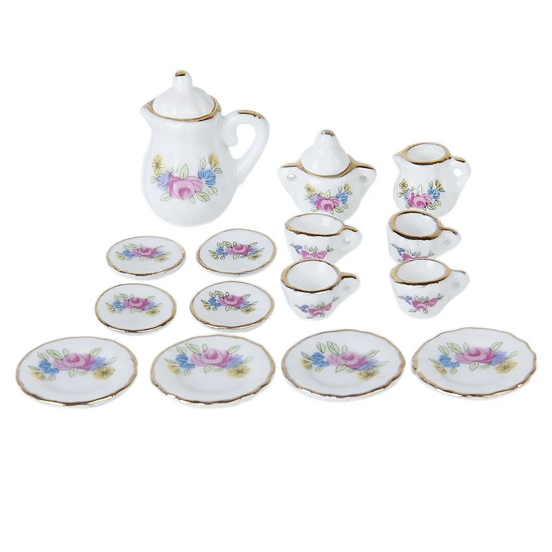 15 шт. миниатюрный кукольный домик Фарфоровая столовая посуда Чайный набор Посуда