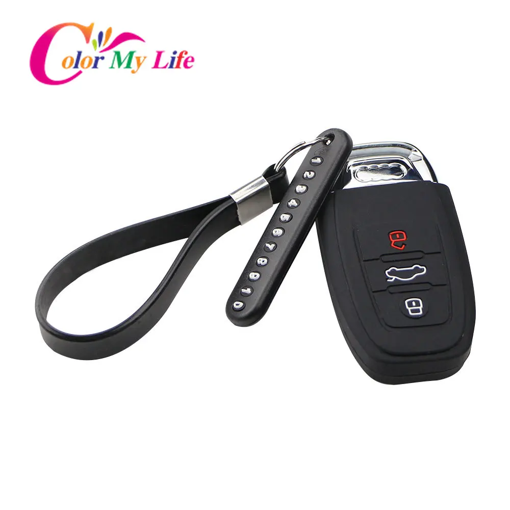 Силиконовый чехол для ключей брелок номера телефона Audi A4 S4 B7 B8 A6 A5 A7 A8 Q5 S5 S6 Q7 умный