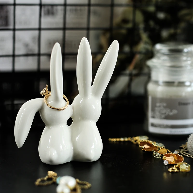 Миниатюрная керамическая полка для хранения колец и ювелирных изделий в форме