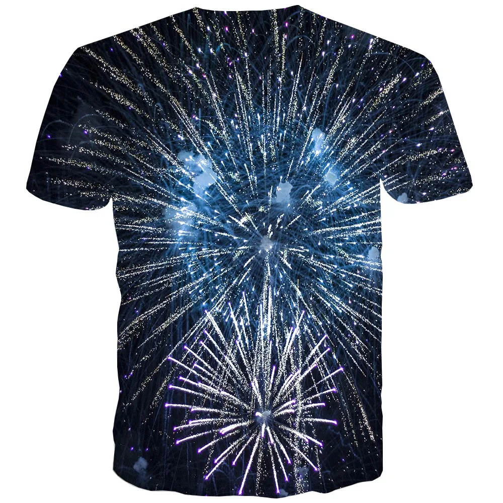 

Men's Graphic Shirt Fireworks 3D Print US Size T Shirt Unisex Tee Casual Top Novelty Clothing