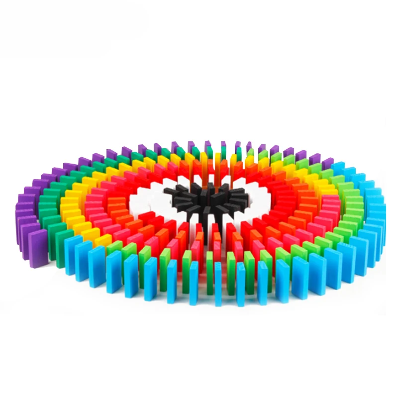 

120pcs Children Color Sort Rainbow Wood Domino Blocks Kits Early Bright Dominoes Games Educational Toys For Kid Gift