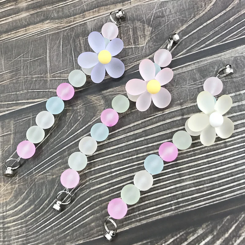 new flower bracelet diy jewelry accessories frosted beaded flower bracelet chain mobile phone case accessories free global shipping