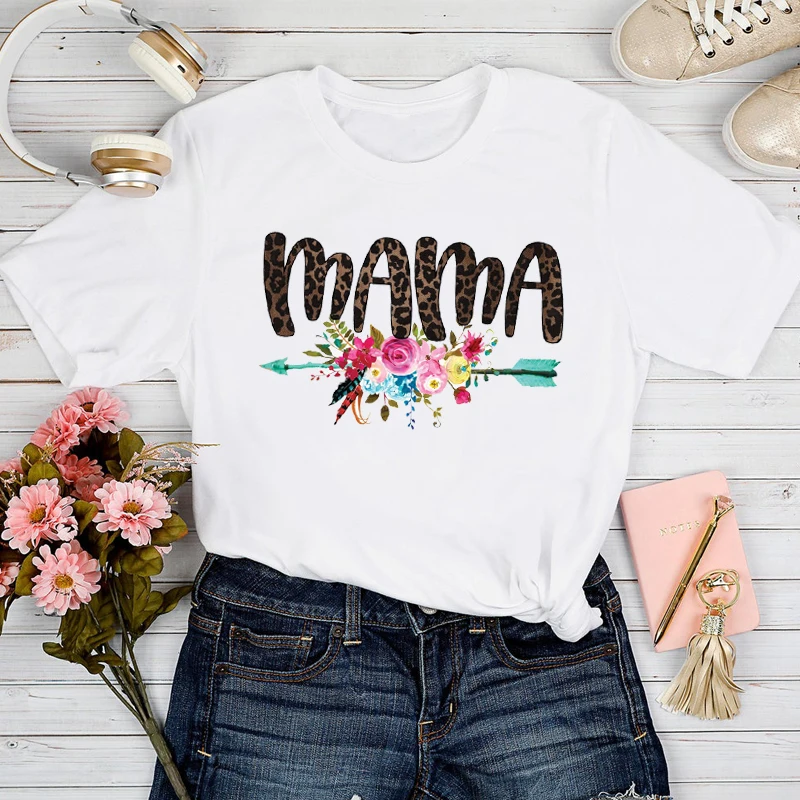 

T-shirts Women 2021 Plaid Mom Fashion Mujer Camisetas Mom Mother Mama Tshirt Top Lady Print Clothes Stylish Ladies Tee T-Shirt