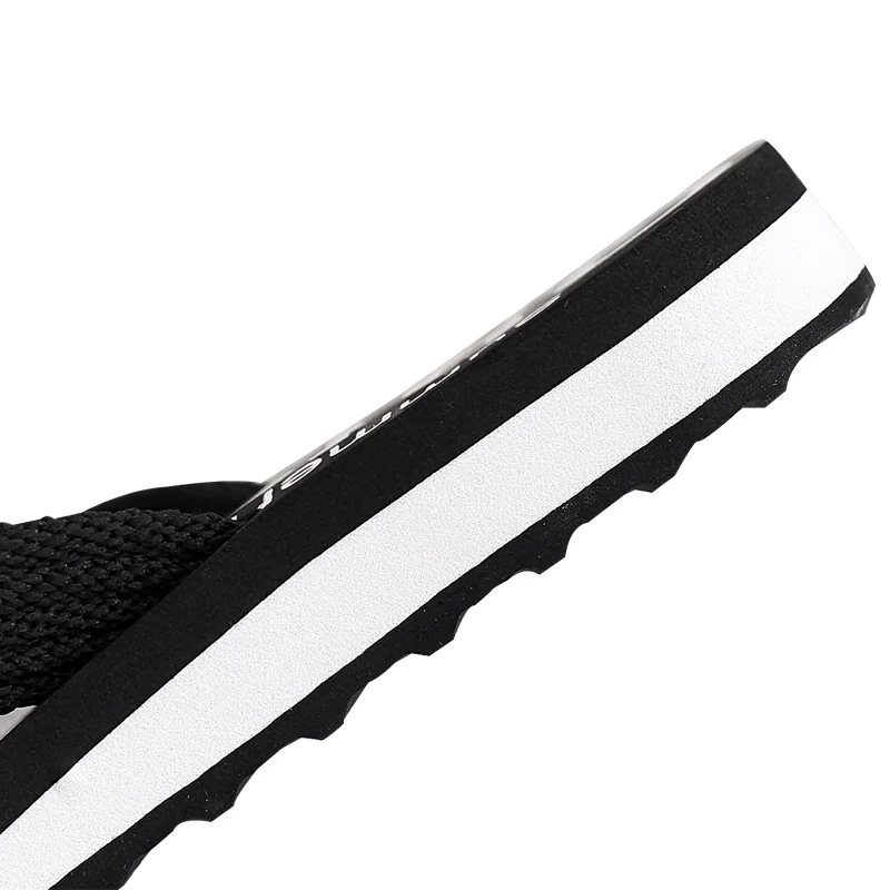 

Summer Men Slippers Black Big Size Non-slip Male Sandals Fabric Shoeslace Outdoor Beach Men Flip-flop Flexible Shoes