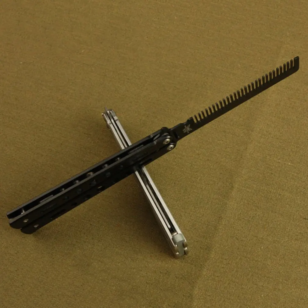 Тренировочный нож бабочка из серебристого металла тренировочный тупой