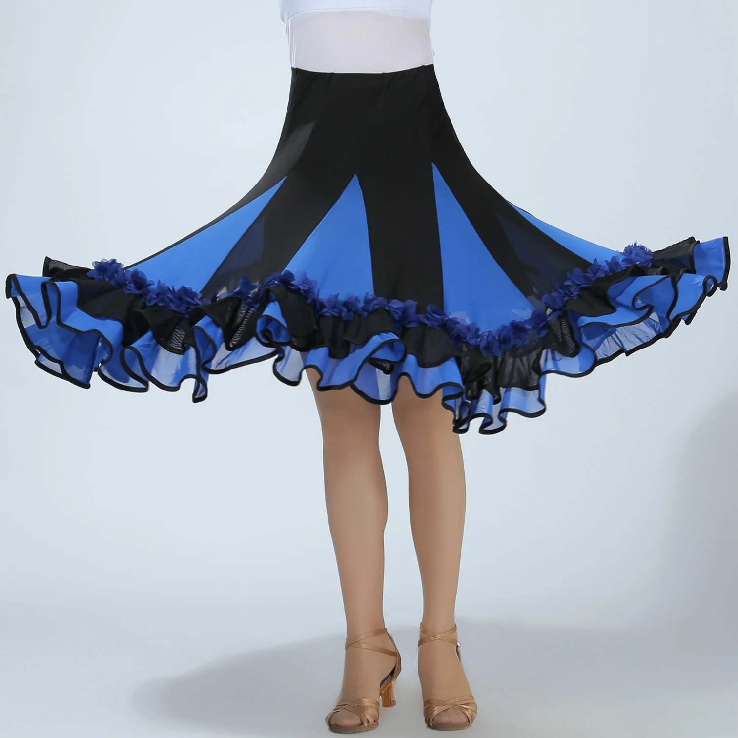 Женская юбка для бальных танцев современное плиссированное платье в цветочек