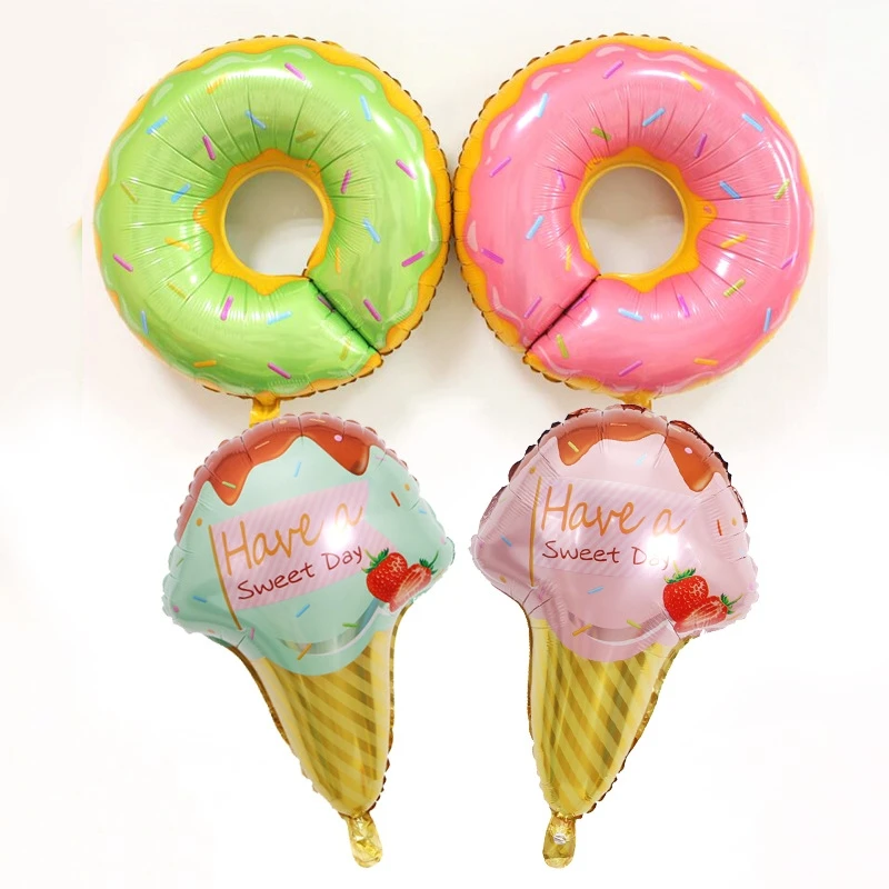 

Donuts Dessert Ice Cream Aluminum Foil Children Birthday Party Home Decoration 2PCS/LOT