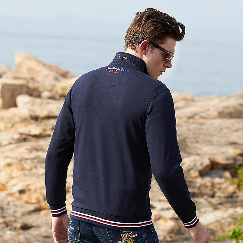 Рубашка-поло мужская с длинными рукавами размера плюс в полоску УТЕПЛЕННЫЙ ТОП