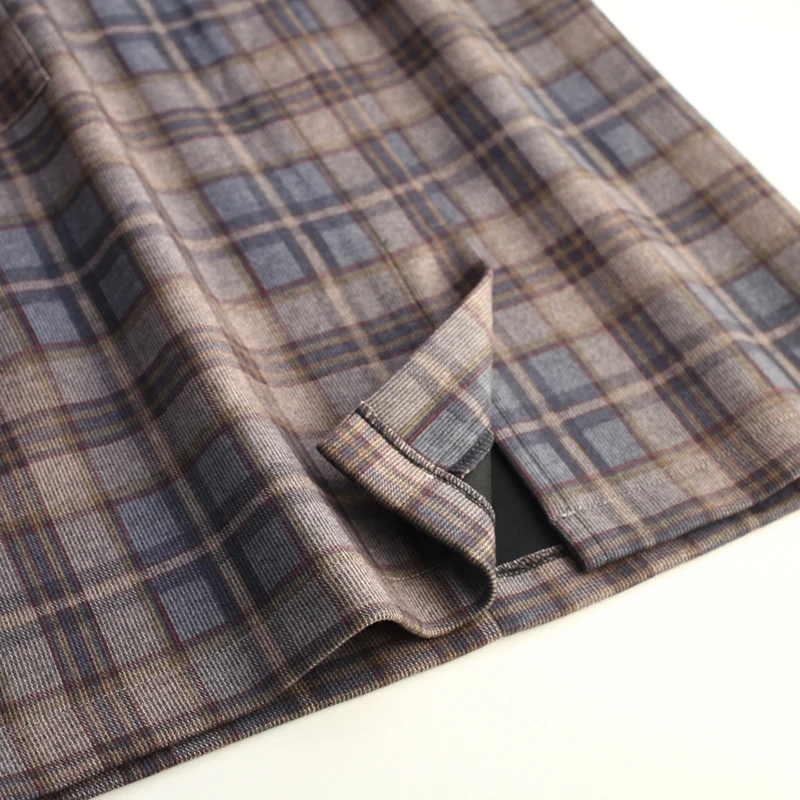 

SHINYMORA New Autumn High Waist slim Fashion Women Knee-Length Plaid Skirt High Quality All-match Bag Hip Casual Skirt with Belt