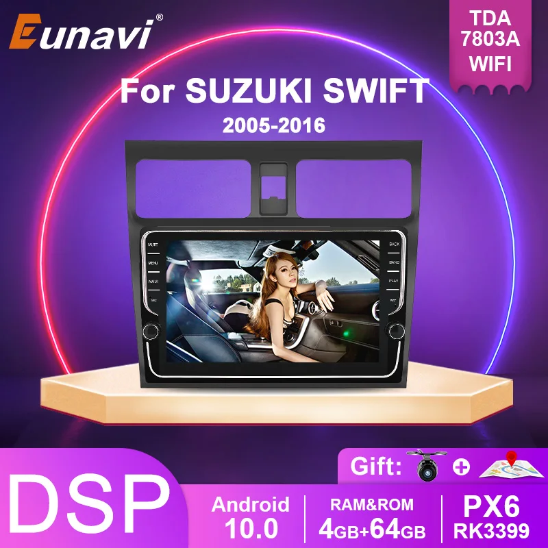 

Eunavi 2 DIN Android 10 для SUZUKI SWIFT 2005-2016 2din автомобильный Радио стерео Мультимедиа Видео плеер GPS навигация головное устройство bt WIFI