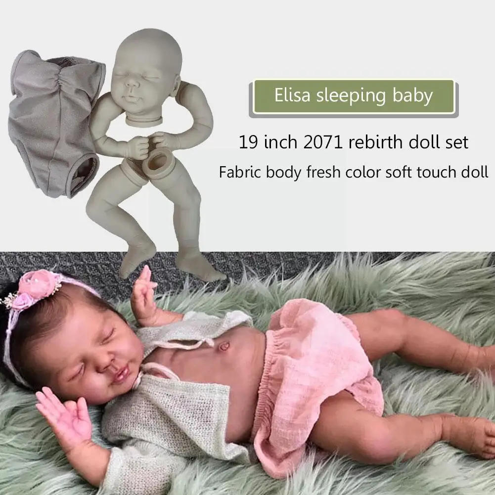 

19 Inch Reborn Kit Sleeping Baby With Cloth Body Color Soft Accessories Unpainted V9k5