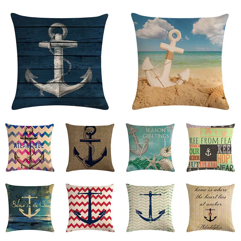 

Anchor Pillow Cover Home Decorative Mediterranean cushion cover Printed Cushion Covers Throw Pillow Case Hot TX21