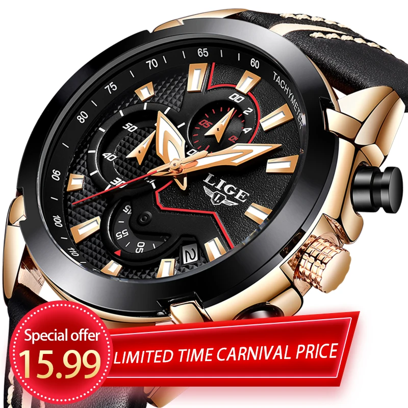 

2021 LIGE New Fashion Watch for Man Top Brand Quartz Mens Watches Military Waterproof Date Clock Sport Relogio Masculino+BOX