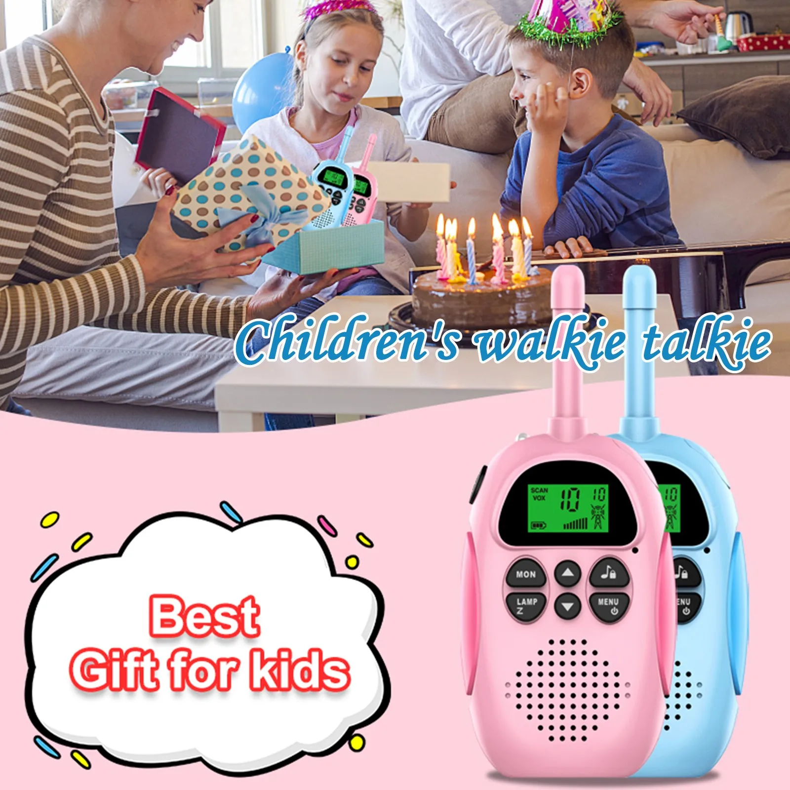 

LCD Walkie Talkie Children 2 Pcs Children's Radio Walkie-Talkie Kids Birthday Gift Toys for Boys Girls 3-5 KM Range CTCSS System