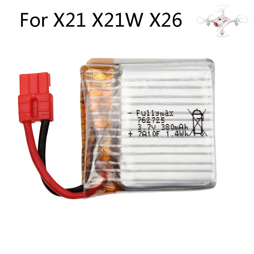 Аккумулятор Lipo 3 7 в 380 мАч для дрона Syma X21 X21w X26 запасные части радиоуправляемого
