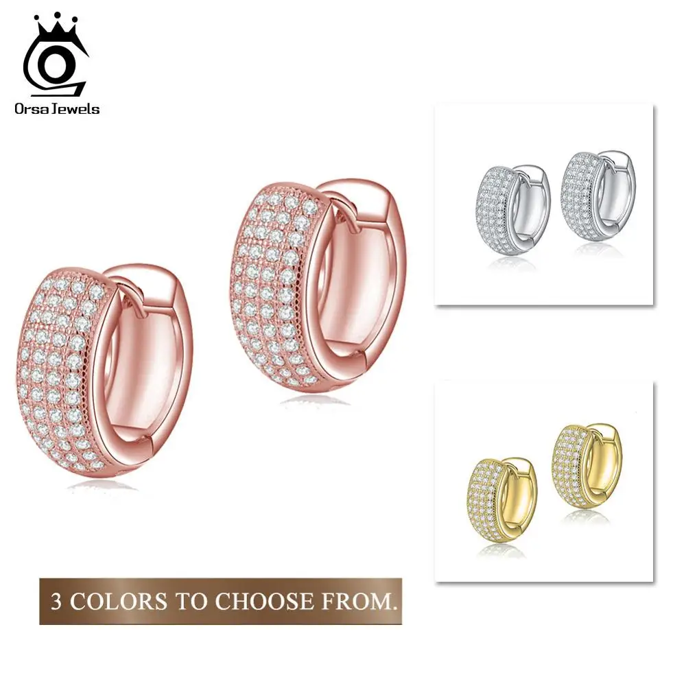 ORSA JEWELS Маленькие Круглые Серьги Полный Комплект Роскошные ААА Австрийские Кристаллы Романтичный Подарок На Обручение& Свадьбу Подарок для Женщин ОЕ100