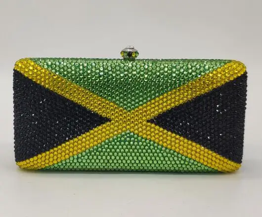 Jamaica Бутик De FGG страны Национальный флаг Женская Хрустальная вечерняя сумка металлический чехол Minaudiere сумки и кошельки женские вечерние сумки - Цвет: Jamaica