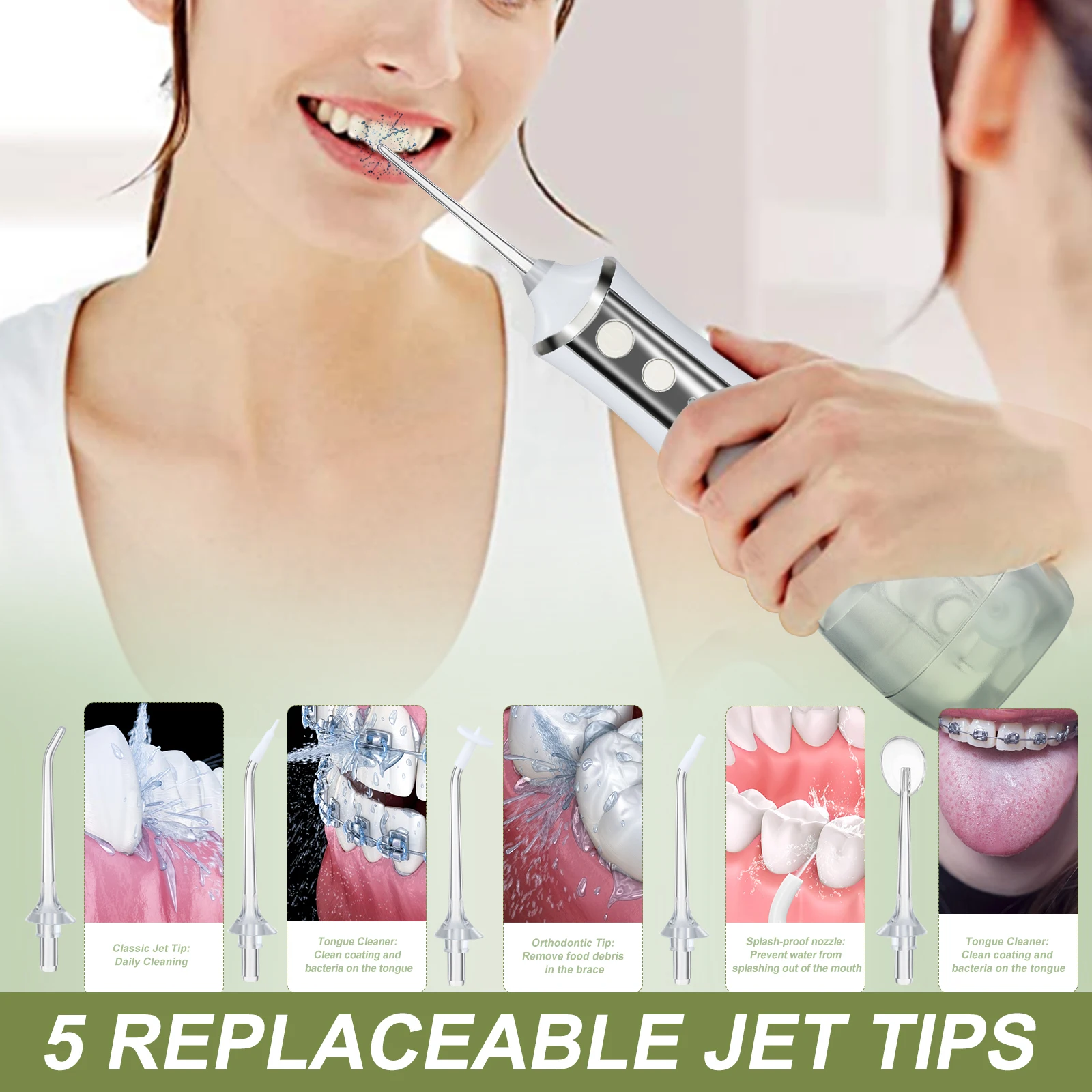 Electric Oral Irrigator 3 Mode Dental Water Flosser whitener Rechargeable teeth whitening IP6 Waterproof Water Jet Teeth Cleaner