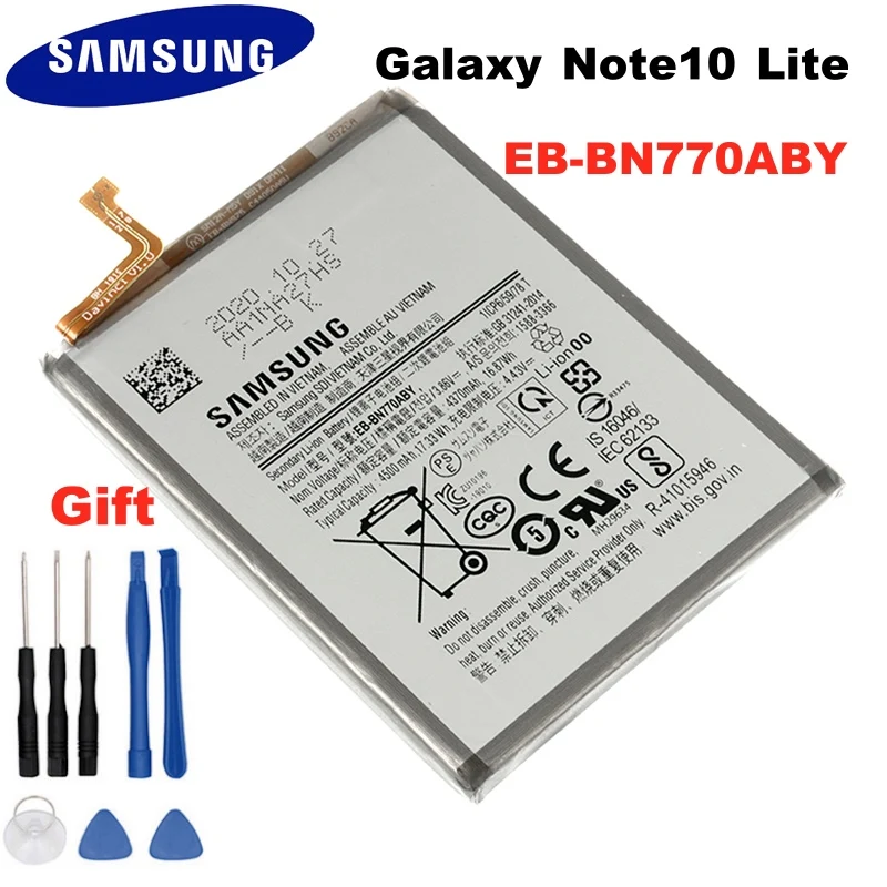100% Оригинальный аккумулятор EB BN770ABY для Samsung Galaxy Note10 Lite подлинные батареи 4500 мАч
