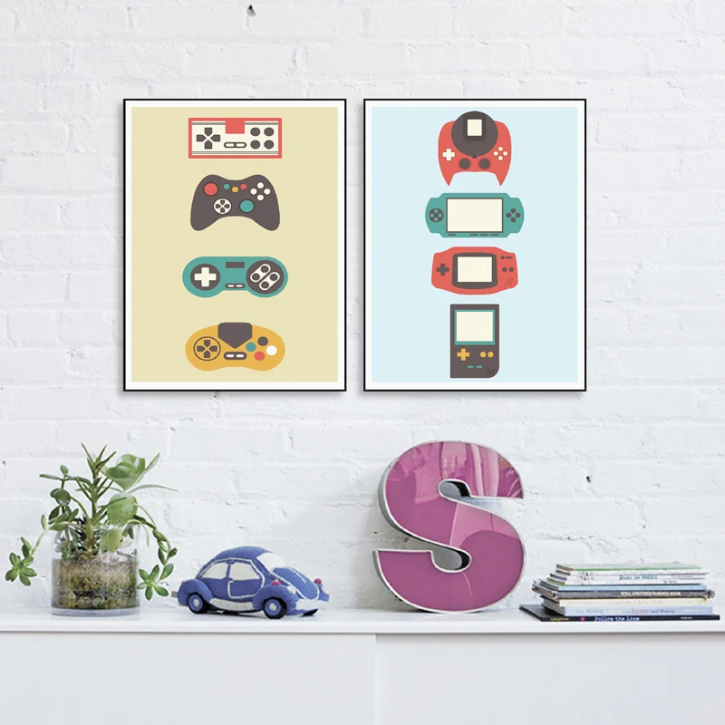 Мультфильм детская комната геймера ручка холст для живописи стены репродукции и