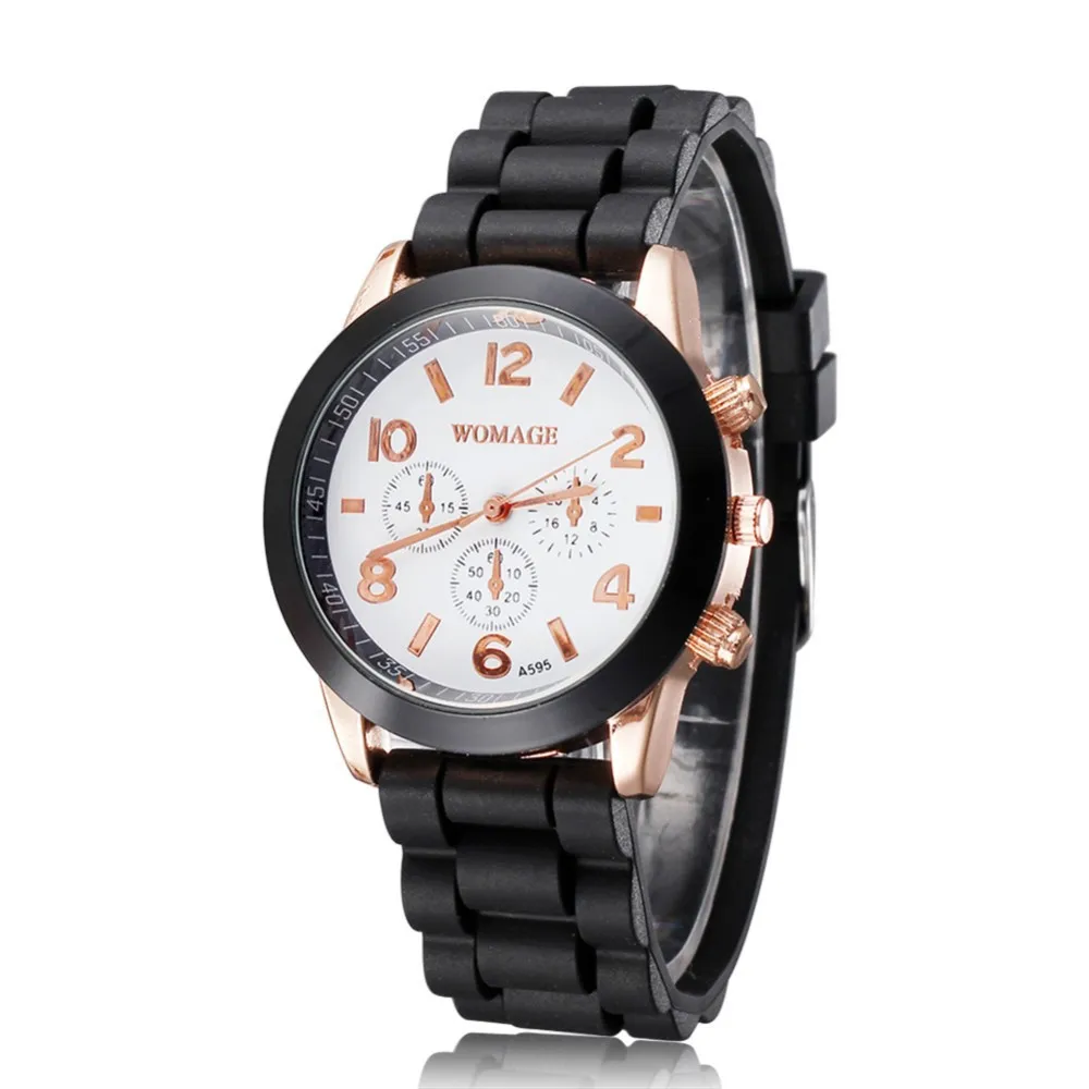 Casual Watch Geneva Unisex Quartz watch men women wristwatches Fashion Sports Watches Rose Gold Silicone watches Dropship | Наручные часы