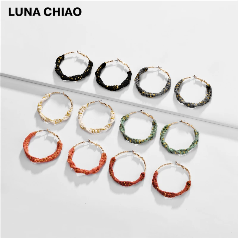 LUNA CHIAO, модные ювелирные изделия, Осень-зима, бохо, плетеные большие серьги-кольца для женщин