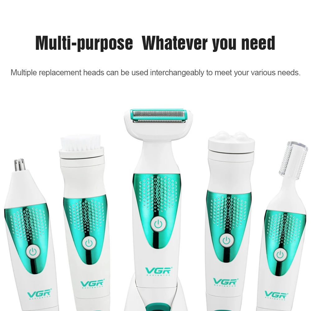 

Pro 5 in 1 Electric Hair Clipper Epilator Hair Shaver Painless Trimmer For Eyebrow Nose Body Bikini Area Facial Hair Removal