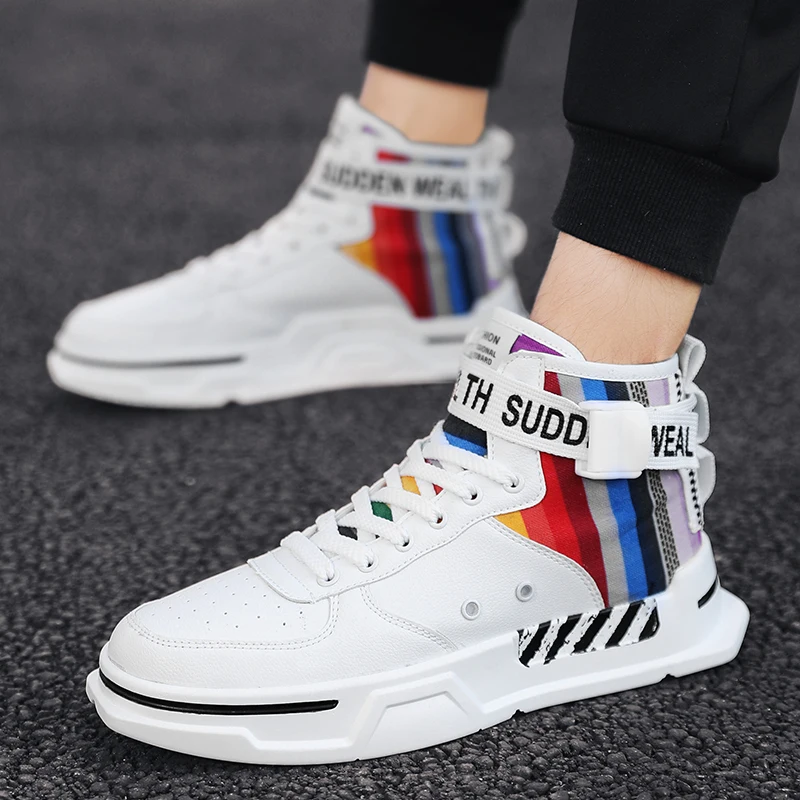 Мужская обувь с высоким берцем в стиле хип хоп Корейском модная брендовая зимняя