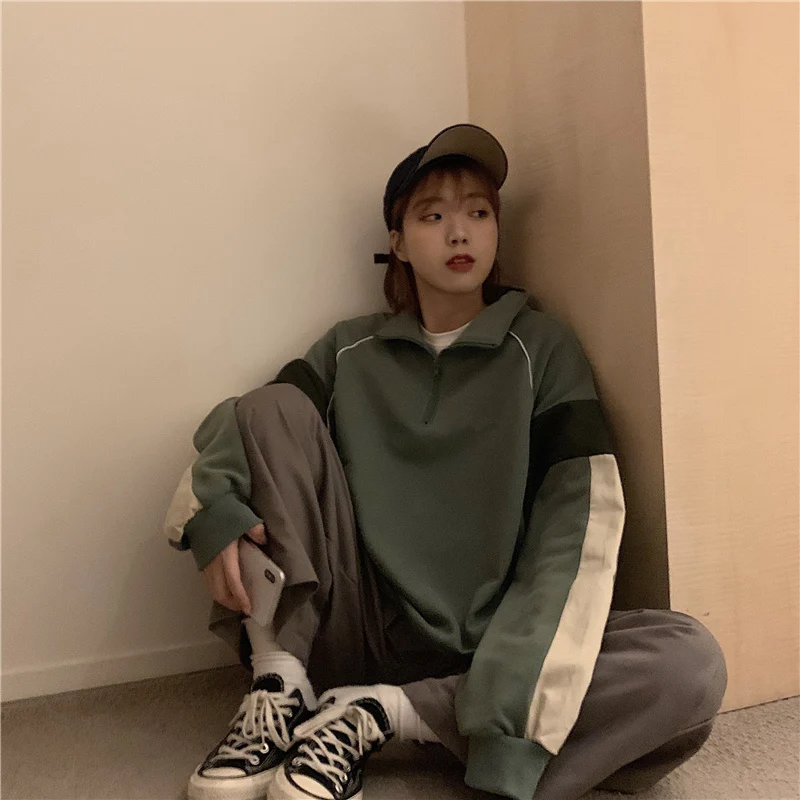 

Пуловер контрастных цветов с воротником-стойкой, Осень-зима 2020