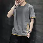 Футболка мужская хлопковая в полоску, Повседневная модная оверсайз в стиле хип-хоп с короткими рукавами, уличная одежда в стиле харадзюк, синяя, лето