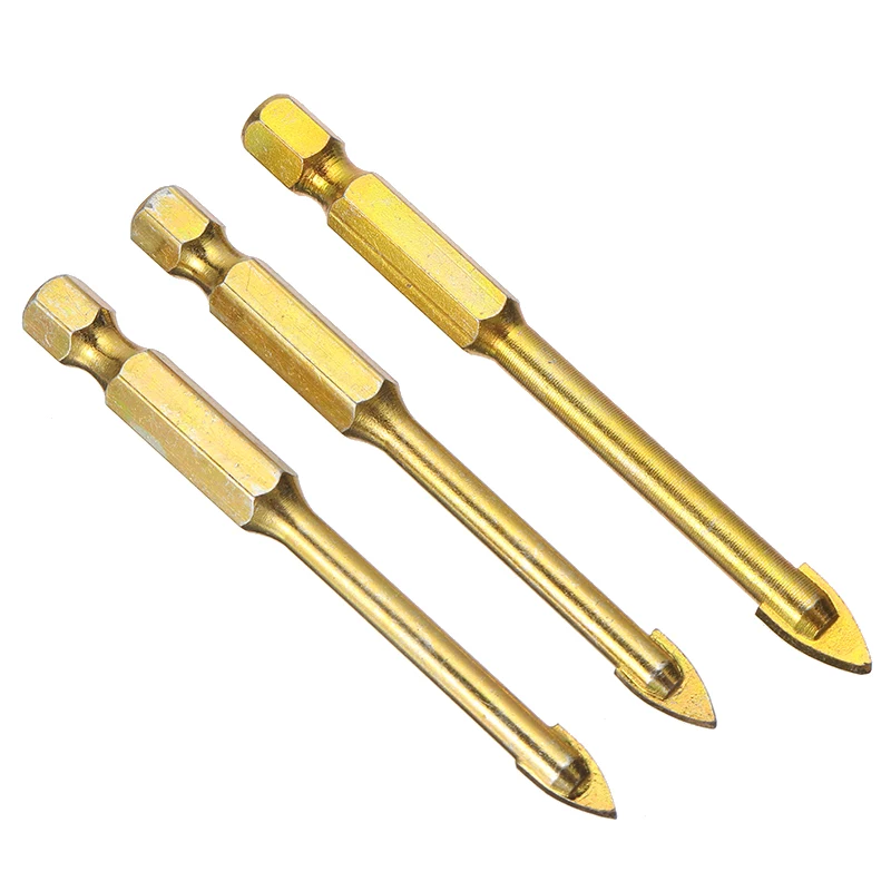 

3Pcs Drill Bits Set Hex Drive Ceramic Wall Floor Glass Mirror 5/6/8mm Spades Power Tools Accessories