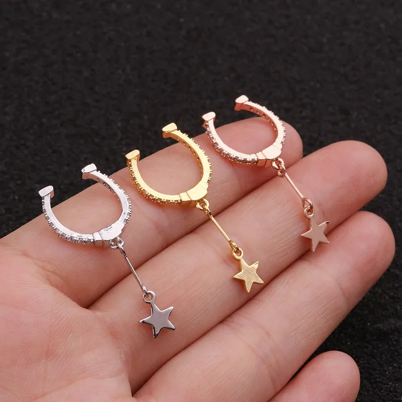 Новое поступление 1 шт. полуобруч с кулоном в виде звезды Кафф для ушей без