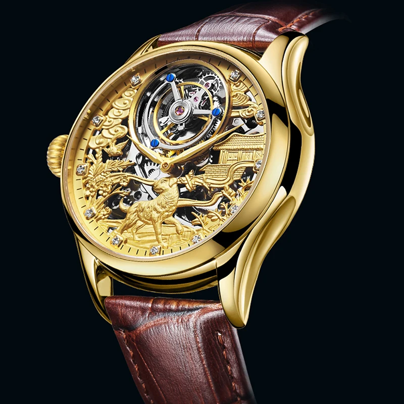 GIV Tourbillon Move мужские часы с t скелетом сапфировые механические водонепроницаемые