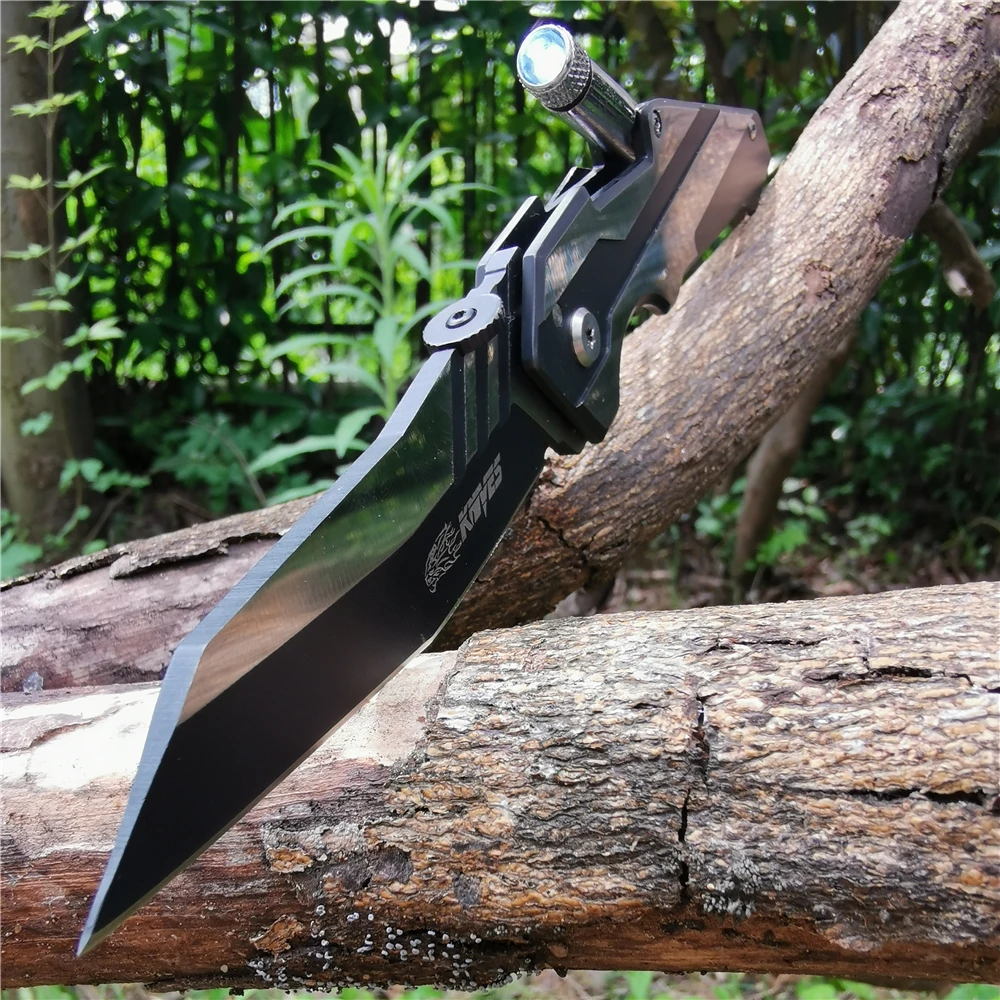 Светодиодный нож складной тактический стальной боевой карманный титановый