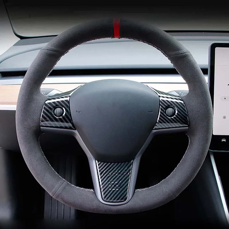 Интерьерные аксессуары для Tesla модель 3 model3 крышка на кнопку рулевого колеса декоративная наклейка на рамку