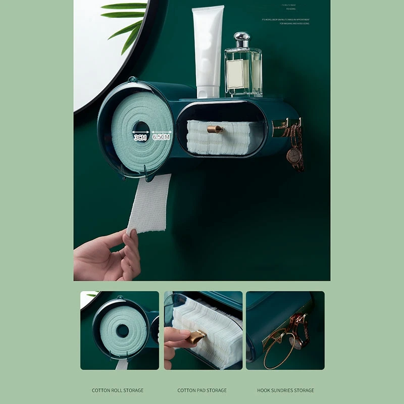 

Bathroom Toilet Paper Holder Paper Tissue Box Toilet Dispenser Wall Mounted Roll Paper Storage Box Free Punching