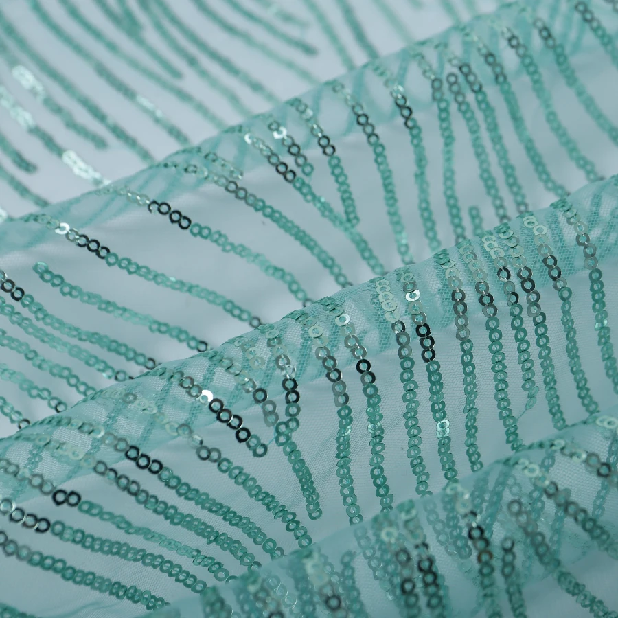 Упаковка из 5 ярдов волнистой полосатой блестки вышитая кружевная ткань сетка с