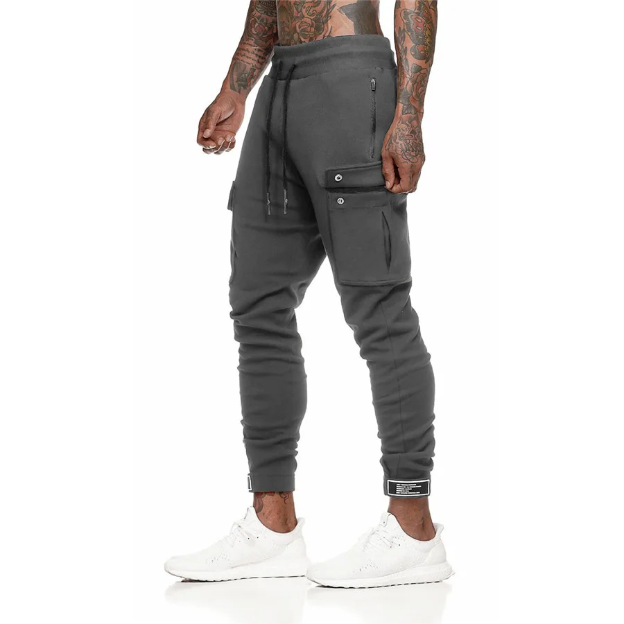 Dark Gray No Logo Осенние спортивные тренировочные штаны для спортзала мужские для легкой атлетики и баскетбола спортивные брюки обувь для бега мужские повседневные штаны Спортивная одежда - Цвет: Dark Gray No Logo