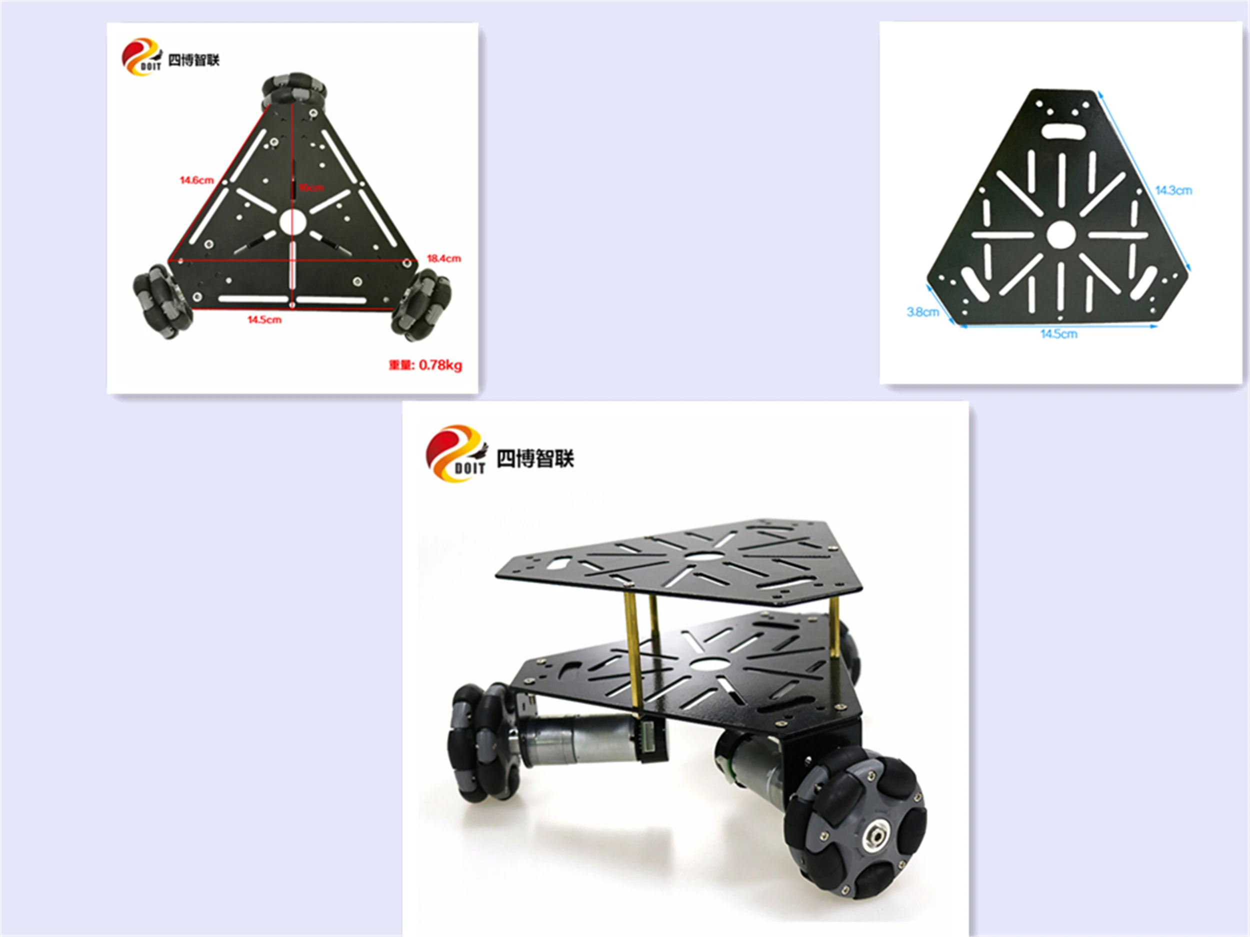 SZDOIT двойной-Слои в металлическом корпусе 3WD RC робот танк шасси автомобиля