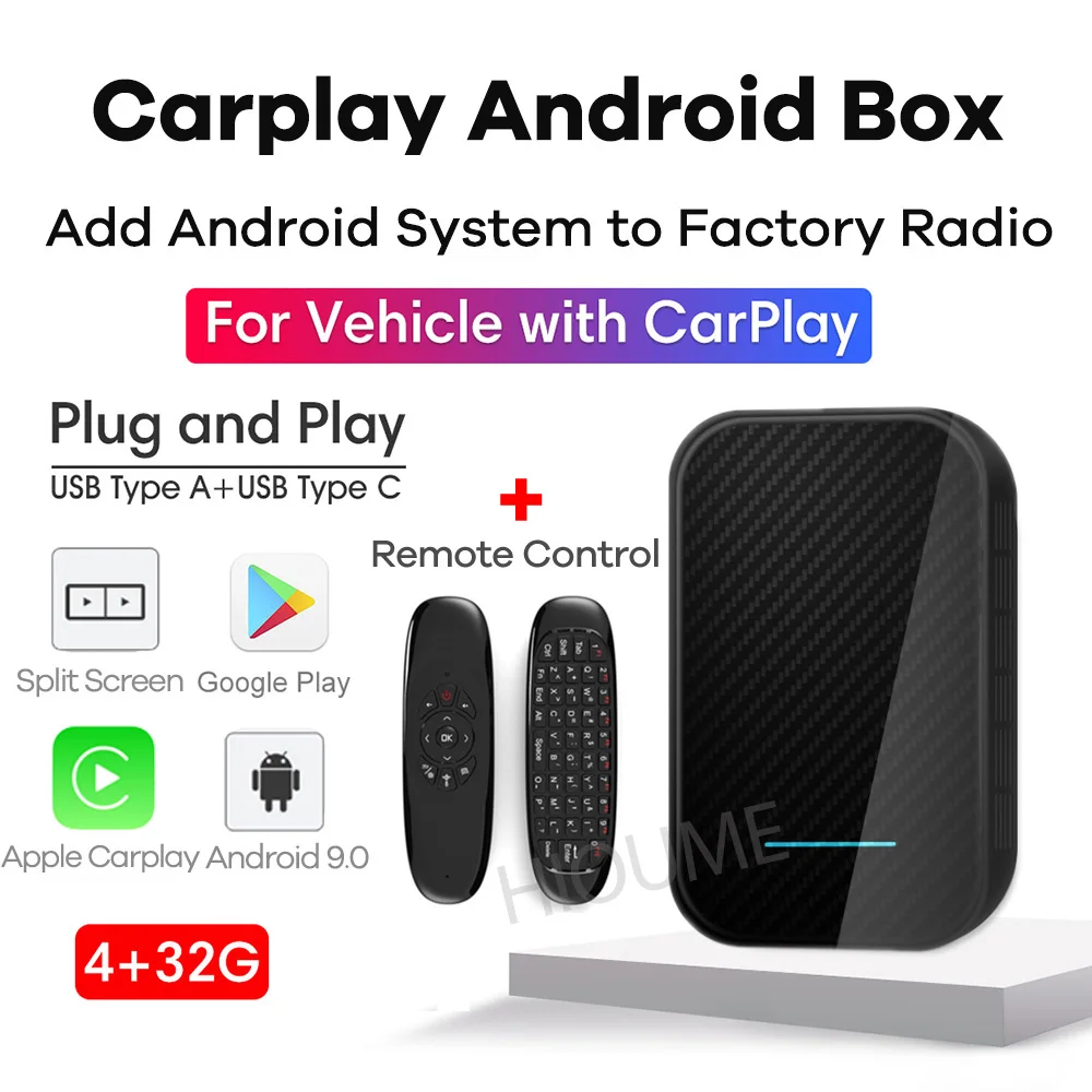 Автомобильный мультимедийный плеер AI Box Apple CarPlay подключи и работай Android 9 0 4 Гб + 32