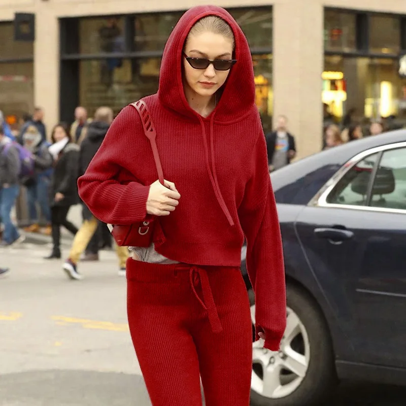 Новинка осени 2019 года женские повседневные трикотажные пуловеры с капюшоном на